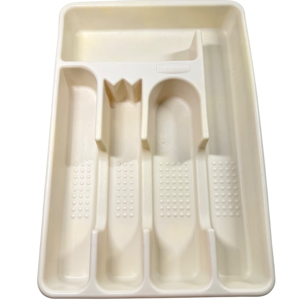RUBBERMAID Vintage Silverware Drawer Organizer White 5 Slot Cutlery Tray 13x9"